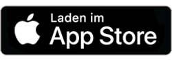 App Store Download Button mit dem Apple Logo und weißem "Laden im App Store" Text auf schwarzem Hintergrund.