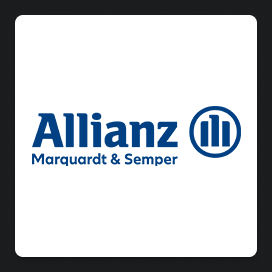 Ein Logo, welches den VfL-Wolfsburg-Partner Allianz Marquardt und Semper zeigt.