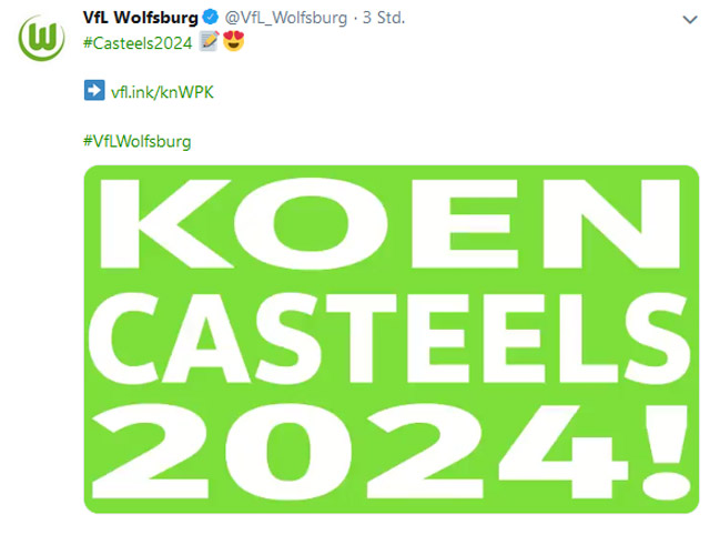 Twitter-Post mit Video zur Vertragsverlängerung von Koen Casteels.