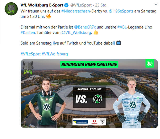 Twitter-Post zum Bundesliga Homeduell.