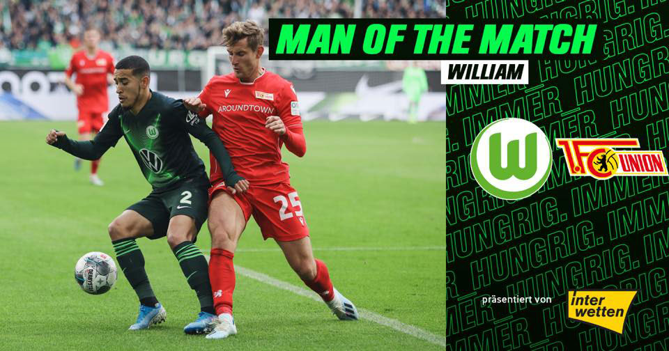 Der "Man of the Match" der Partie VfL Wolfsburg vs. 1. FC Union ist William.