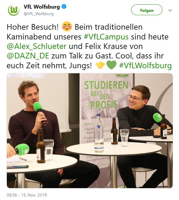Tweet zum Kaminabend des VfL-Wolfsburg.