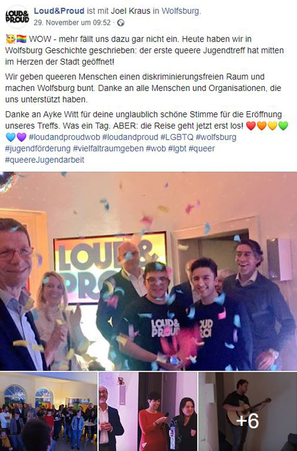 Facebookpost von Loud and Proud.