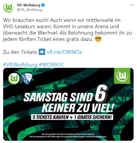 VfL Wolfsburg Twitterkanal-Screenshot.