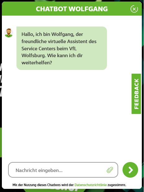 VfL Wolfsburg Chatbot Screenshot.