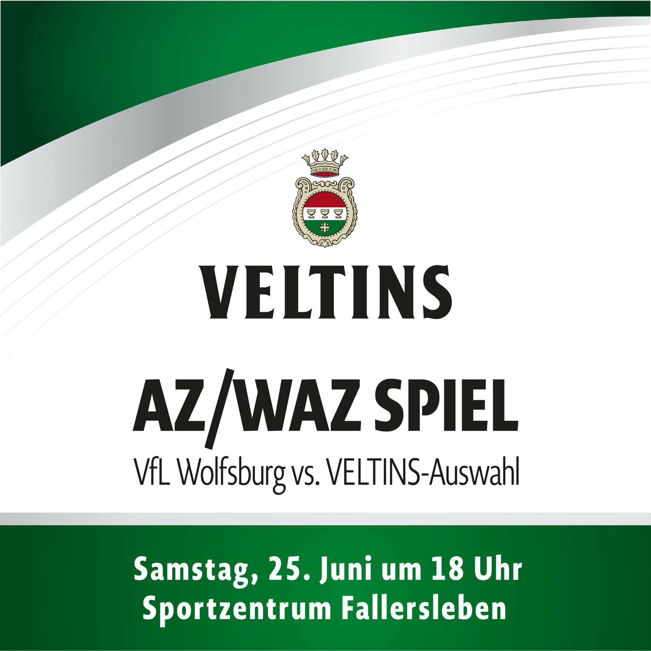VfL Wolfsburg vs Veltins-Auswahl Spielankündigungsgrafik.