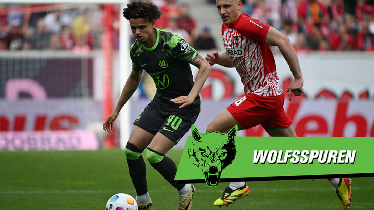 Eine VfL-Wolfsburg-Grafik mit Kevin Paredes im Zweikampf.