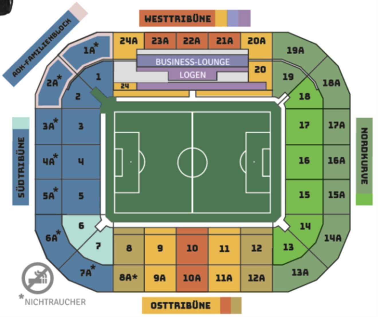 Der Stadionplan der Borussia Mönchengladbach. 