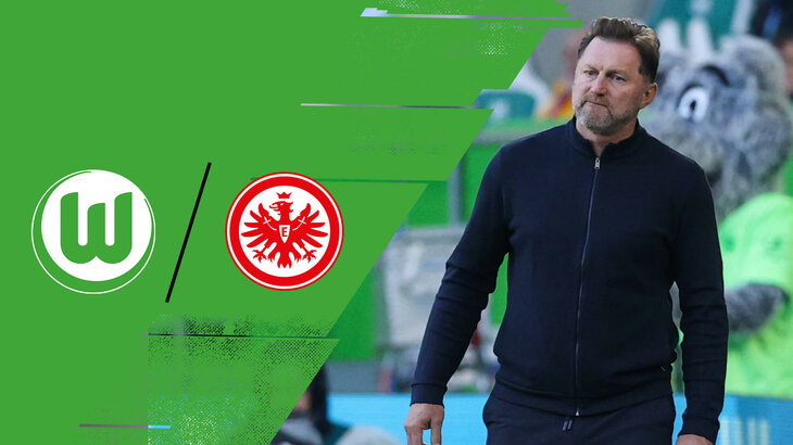 Eine VfL-Wolfsburg-Grafik zur Pressekonferenz mit den Logos vom VfL und Frankfurt und Trainer Ralph Hasenhüttl.