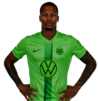 Der VfL Wolfsburg Spieler Aster Vranckx posiert mit den Händen in der Hüfte.