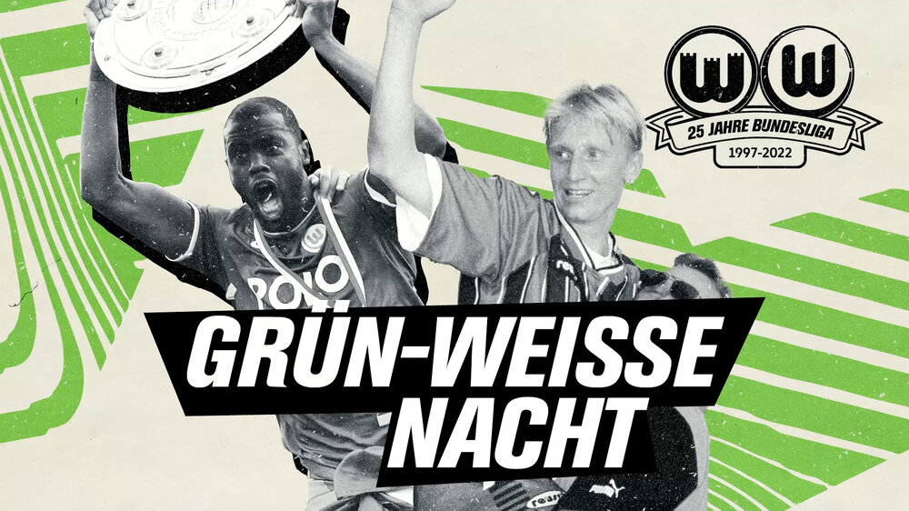 Zum 25-jährigen Bundesliga Jubiläum beim VfL Wolfsburg findet die grün-weiße Nacht statt, abgebildet sind VfL Wolfsburgs Legenden Grafite und Roy Präger