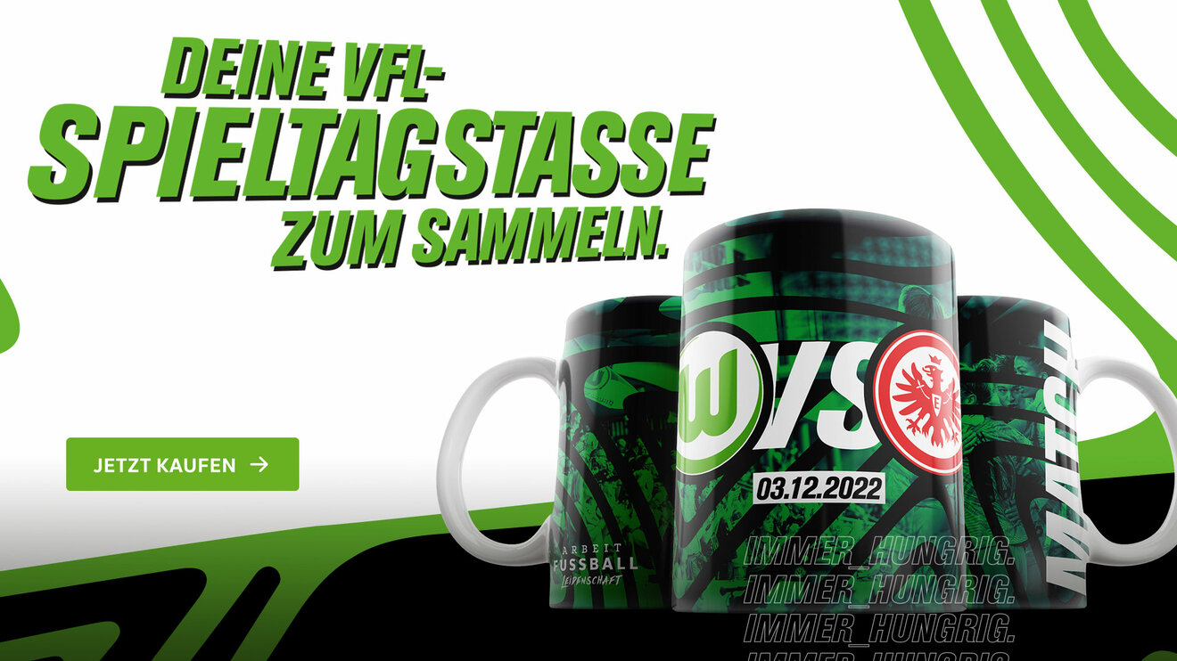 Shopgrafik zur Sammelaktion der Spieltagstassen des VfL Wolfsburg.
