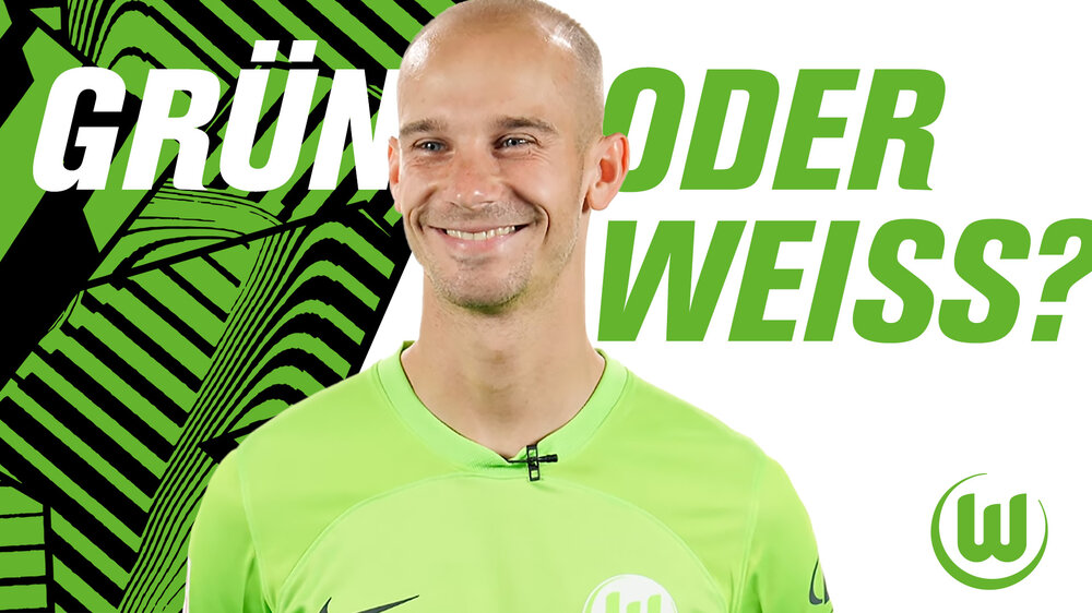 Eine Grafik zur Rubrik Grün-oder-Weiß von Wölfe-TV, auf der VfL-Wolfsburg-Spieler Vaclac Cerny zu sehen ist.