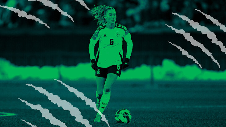VfL-Wolfsburg-Spielerin Janina Minge im Trikot der Deutschen Nationalmannschaft.