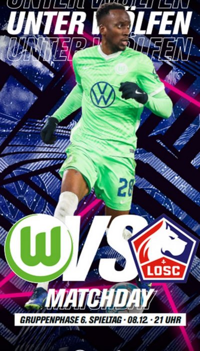 Das Cover des Unter Wölfen Magazin des VfL Wolfsburg mit Dodi Lukebakio gegen OSC Lille.