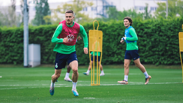 Der VfL-Wolfsburg-Spieler Mattias Svanberg im Sprinttraining vor dem Spiel gegen Hoffenheim.