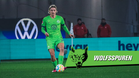 Der VfL-Wolfsburg-Spieler Sebastiaan Bornauw spielt den Ball.