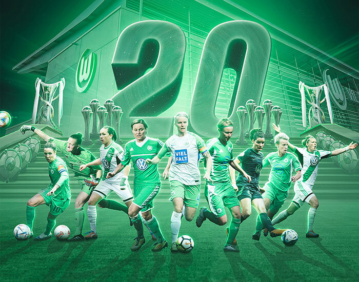 Wallpaper zum 20 Jahre Jubiläum des VfL Wolfsburg.