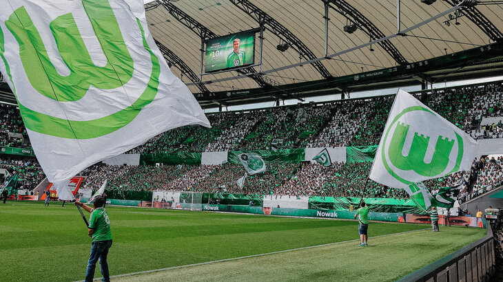 Fahnen des VfL Wolfsburg.