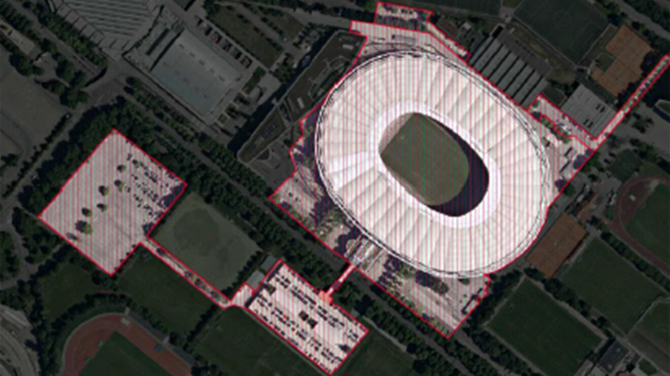 Das Stadion vom VfB Stuttgart von oben.