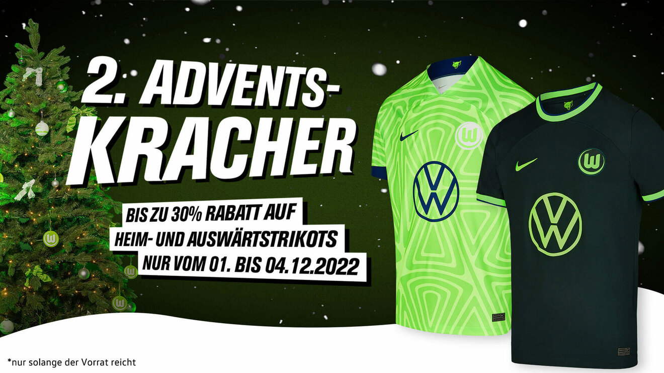 Shopgrafik zum zweiten Adventskracher Angebot des VfL Wolfsburg.