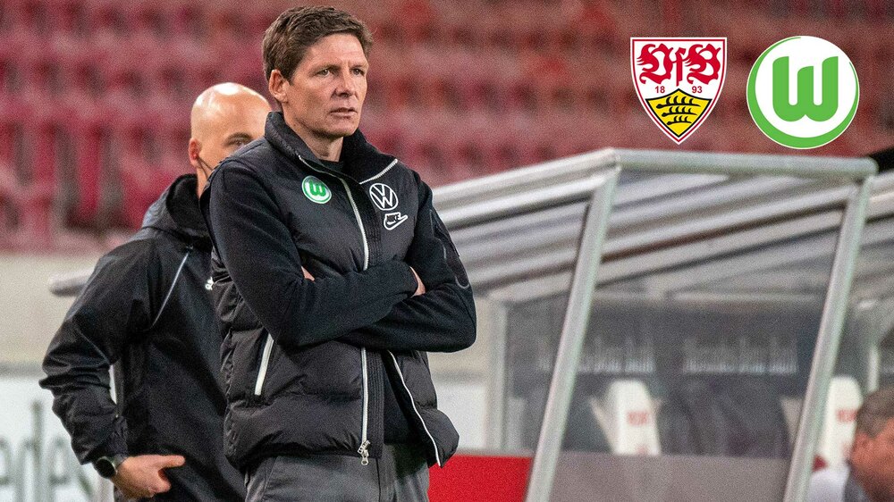 Der ehemalige VfL-Wolfsburg-Trainer Oliver Glasner verschränkt seine Arme im Spiel gegen Stuttgart.