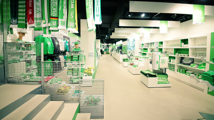 Innenaufnahme der FanWelt in der City Galerie Wolfsburg. 