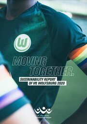 Cover des englischen Nachhaltigkeitsberichts 2020 des VfL Wolfburg.