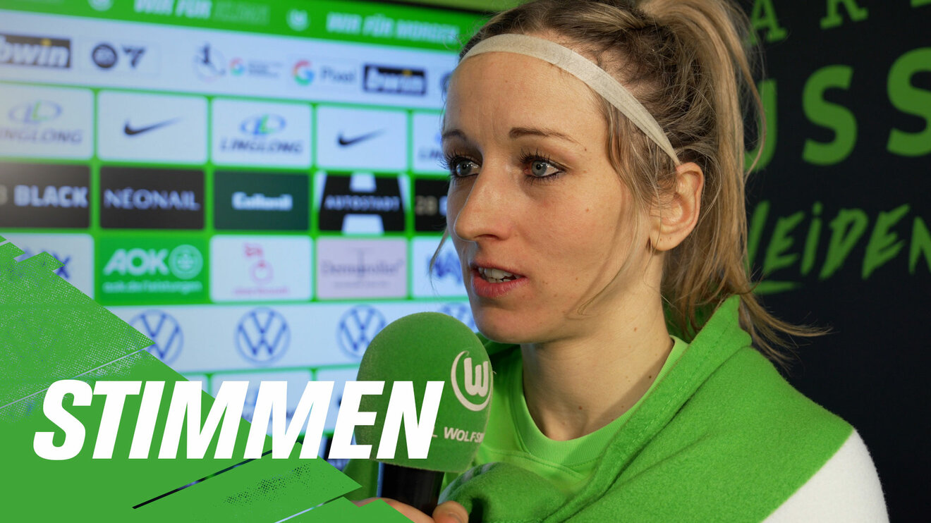 VfL-Wolfsburg-Spielerin Kathrin Hendrich gibt nach dem Spiel ein Interview.