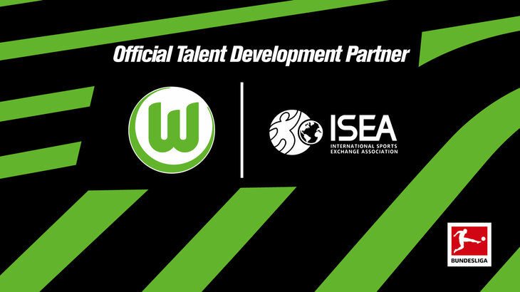 Die Logos vom VfL Wolfsburg und vom International Sports Exchange Association.