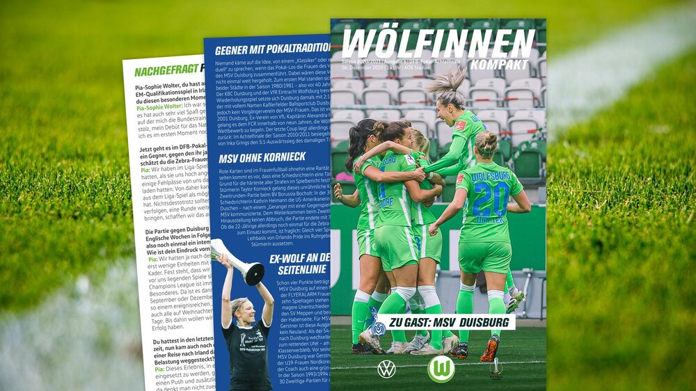 Cover des VfL Wolfsburg Magazins "Unter Wölfinnen" zum Heimspiel gegen Duisburg.