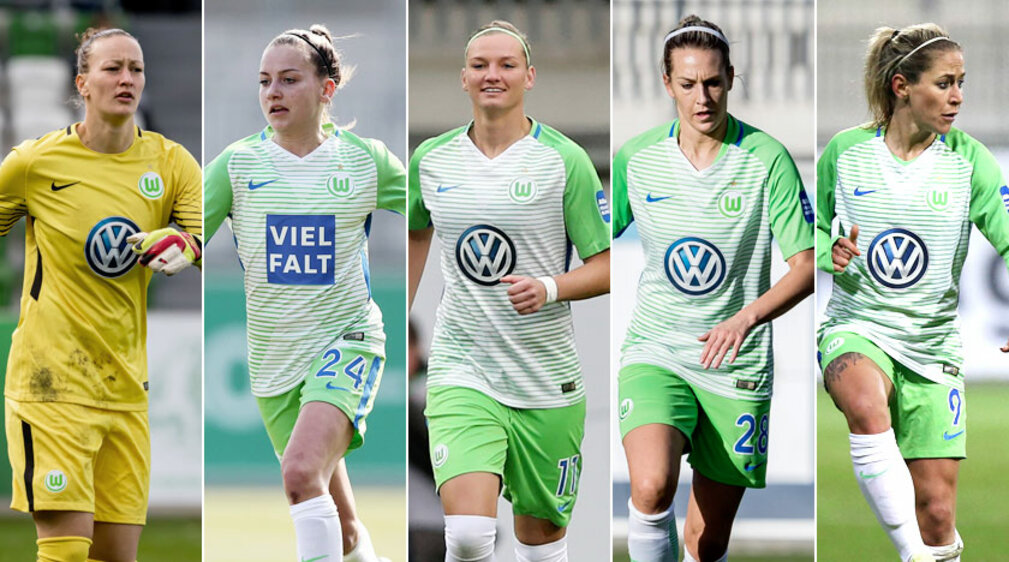 Fünf VfL-Frauen nebeneinander.