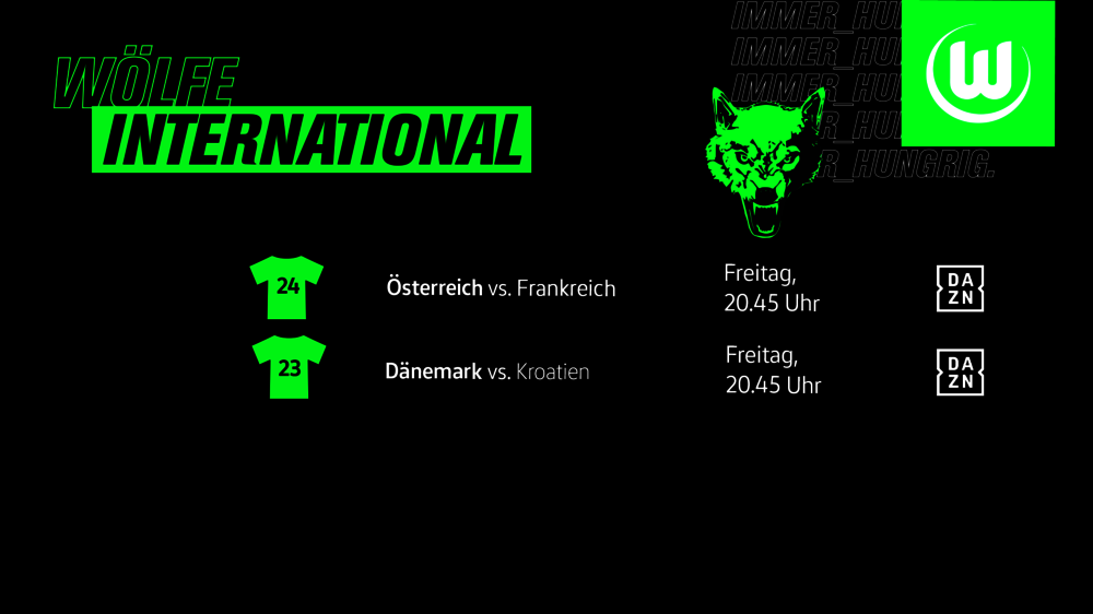 Die Wölfe sind auch international im Fußballgeschäft unterwegs. Unter anderem bei Österreich und Dänemark laufen Spieler des VfL Wolfsburg für die Nationalelf der jeweiligen Länder auf.