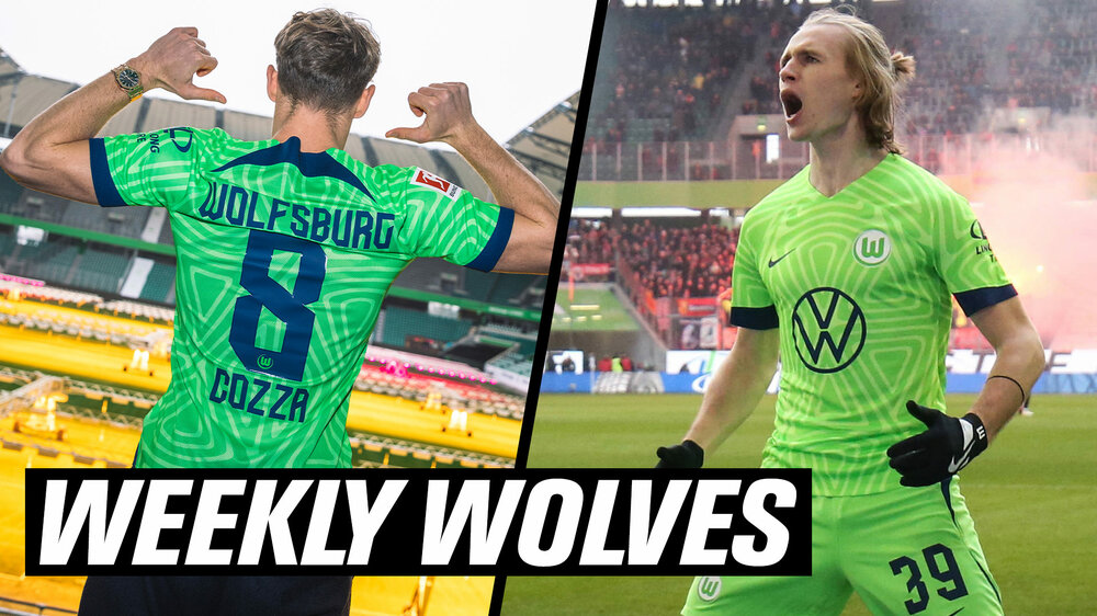 Zwei Spieler des VfL Wolfsburg mit Ausdrucksstarken Gesten.