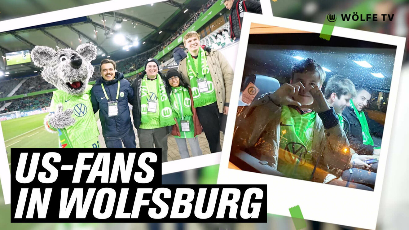 Eine Grafik mit Fans aus den USA im Trikot des VfL Wolfsburg.