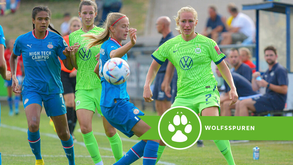 Die auf Corona positiv getestete VfL Wolfsburg Spielerin Pauline Bremer im Kampf um den Ball.
