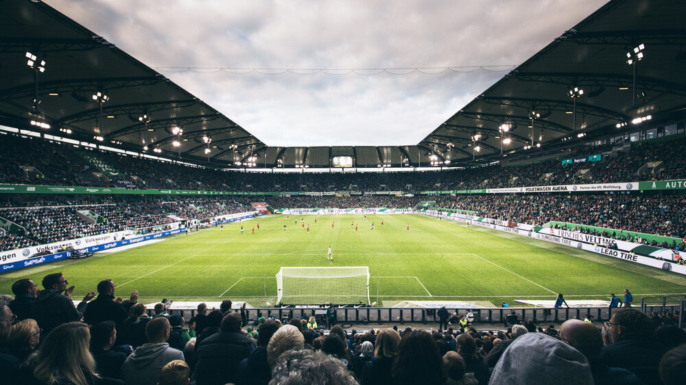 Panorama-Aufnahme der Volkswagen Arena während des Heimspiels gegen München.