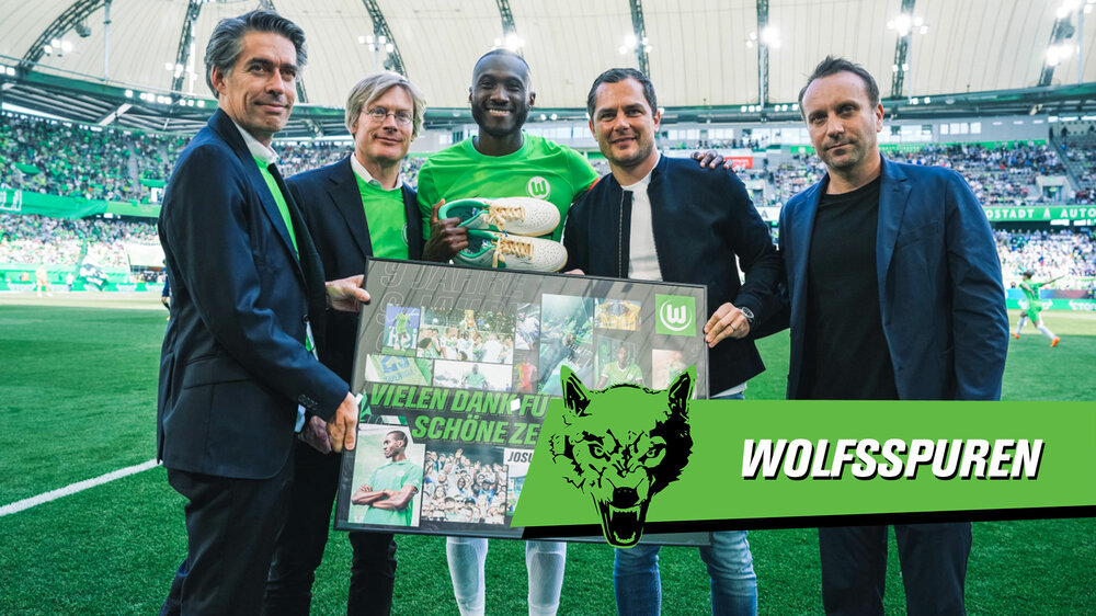 Die Geschäftsführer des VfL Wolfsburg verabschieden Josuha Guilavogui.