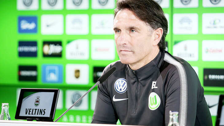 Head coach Bruno Labbadia during the pre-match press conference ahead of the clash with 1899 Hoffenheim. 