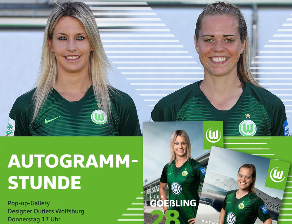 Werbung für die Autogrammstunde von Lena Goeßling und Katharina Baunach.