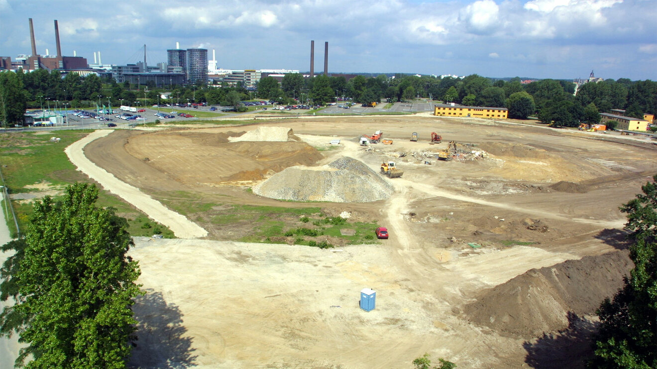 Der Baugrund des Volkswagen-Stadions in Wolfsburg.