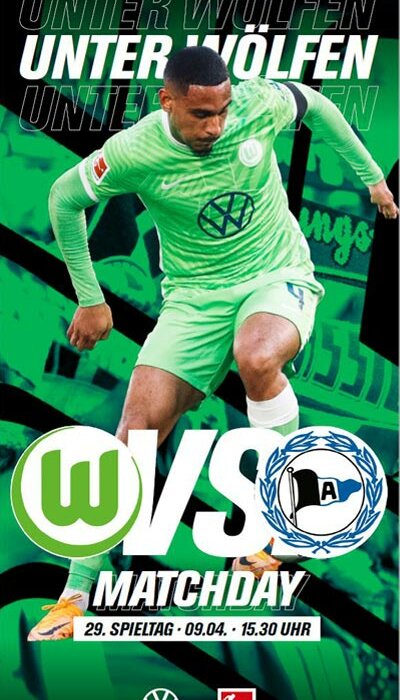 Das Cover des "Unter Wölfen"-Magazin vom VfL Wolfsburg gegen Arminia Bielefeld mit Maxence Lacroix.