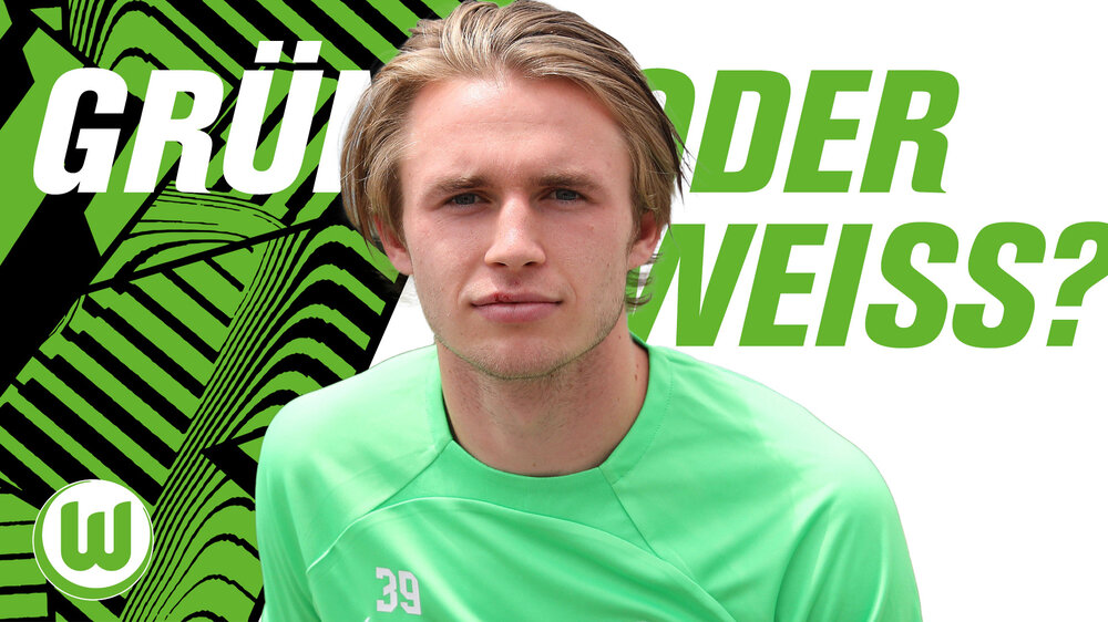 Patrick Wimmer stellt sich den Grün oder Weiß-Fragen beim VfL Wolfsburg.