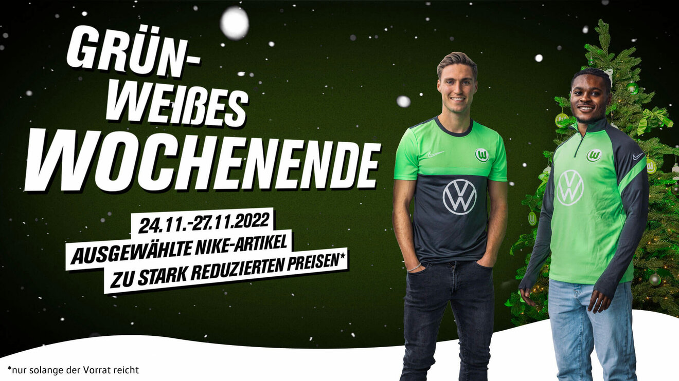 Shopgrafik zur Aktion Grün-Weißes Wochenende des VfL Wolfsburg.