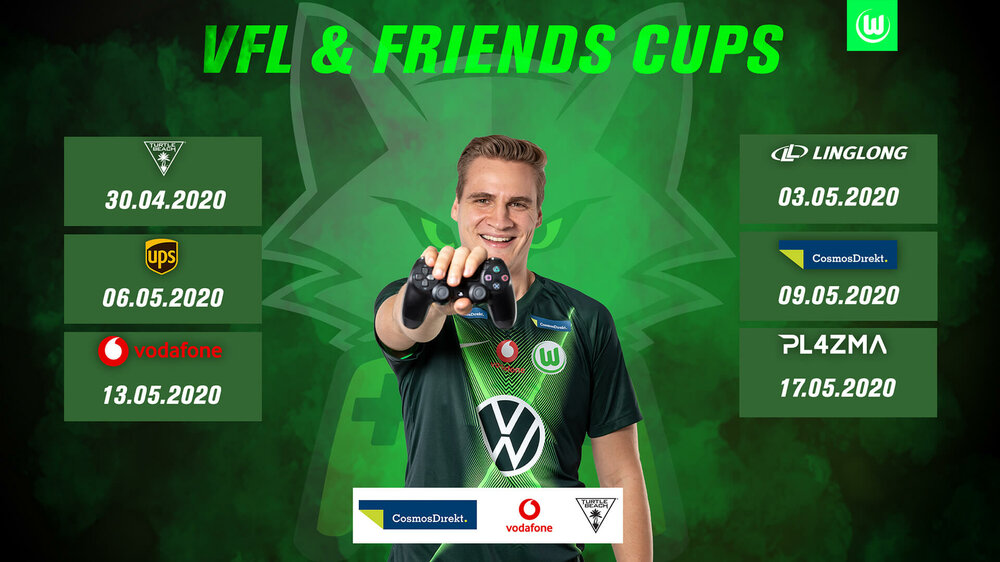 Benedikt Saltzer bewirbt die Anmeldung zum VfL- and Friends-Cup für das E-Sport-Teams des VfL Wolfsburg. 