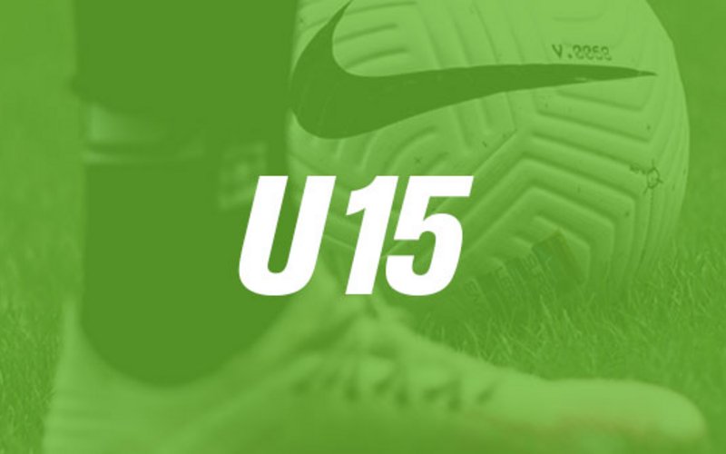 Die Aufschrift "U15" auf einem grünen Hintergrund.