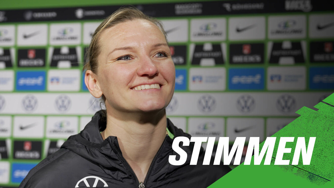 Eine VfL-Wolfsburg-Grafik zu den Stimmen mit Alex Popp beim Interview.