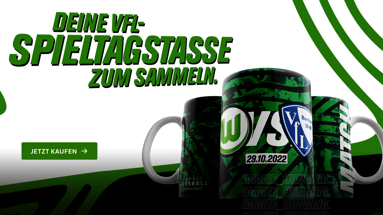 Spieltagstasse des VfL Wolfsburg gegen VfL Bochum.
