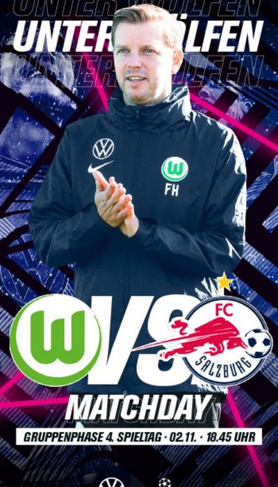 Das Cover des "Unter Wölfen"-Magazin vom VfL Wolfsburg gegen den FC Salzburg mit Florian Kohfeldt.