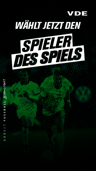 Eine VfL-Wolfsburg-Grafik zum Spieler des Spiels mit Kilian Fischer.